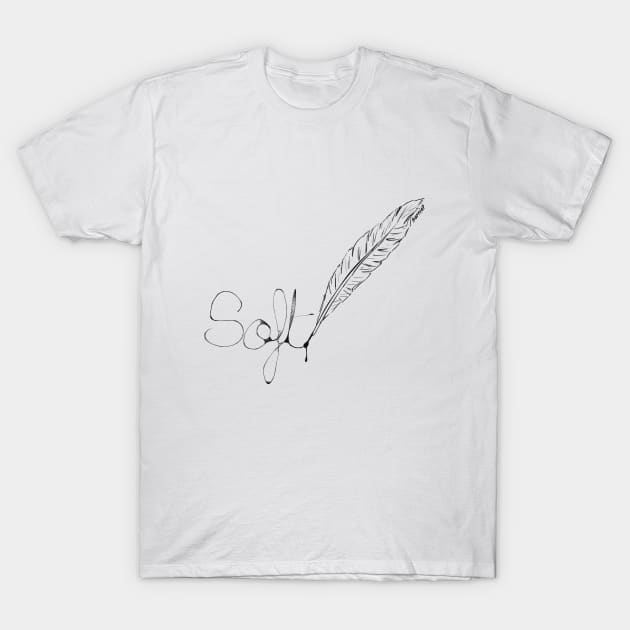 Soft feather writing black T-Shirt by serre7@hotmail.fr